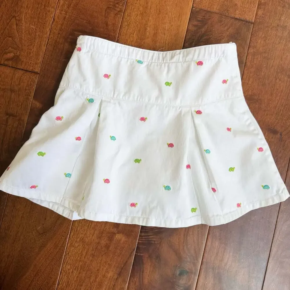 Gymboree White Skort With Multi-Color Embroidered Turtles Size 8